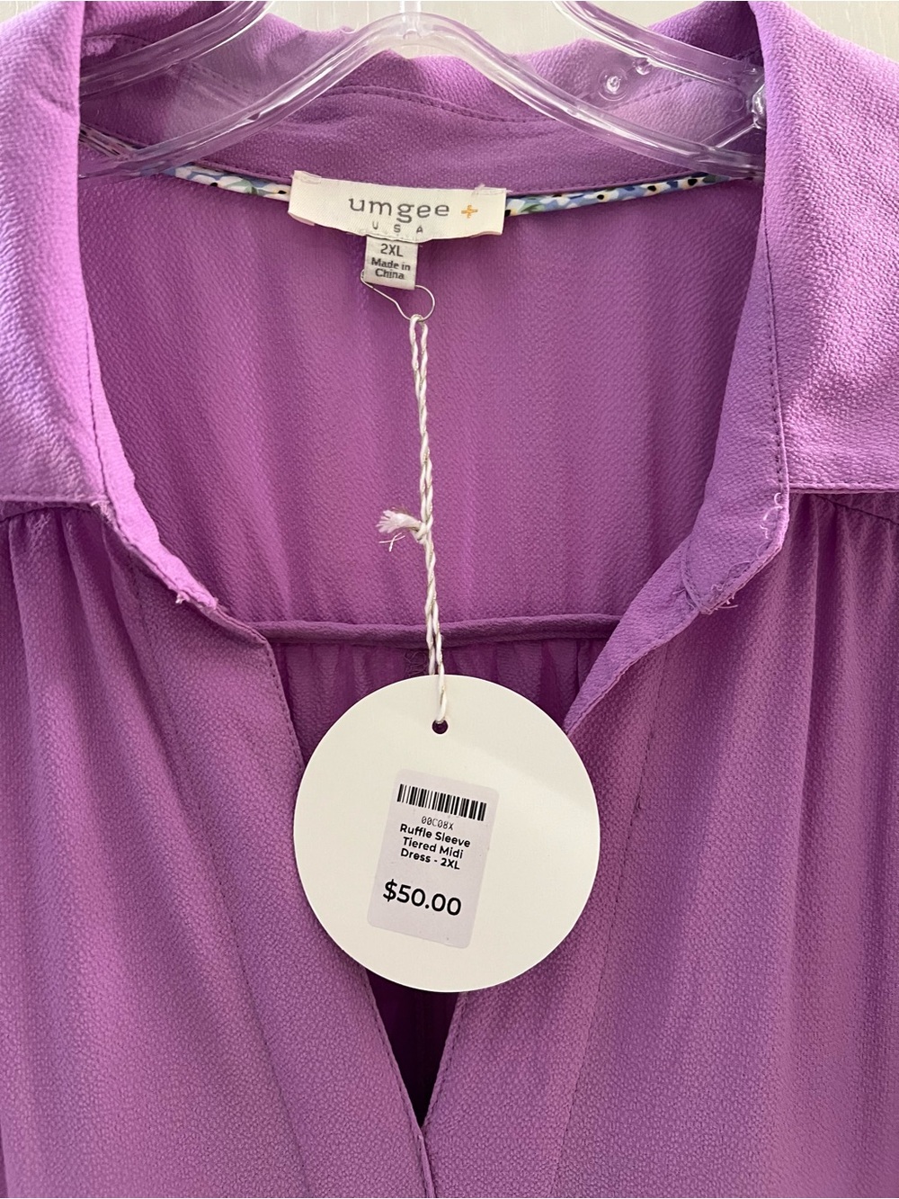 Umgee Lavender Tiered Ruffle Sleeve Maxi Dress - Picture 3 of 4